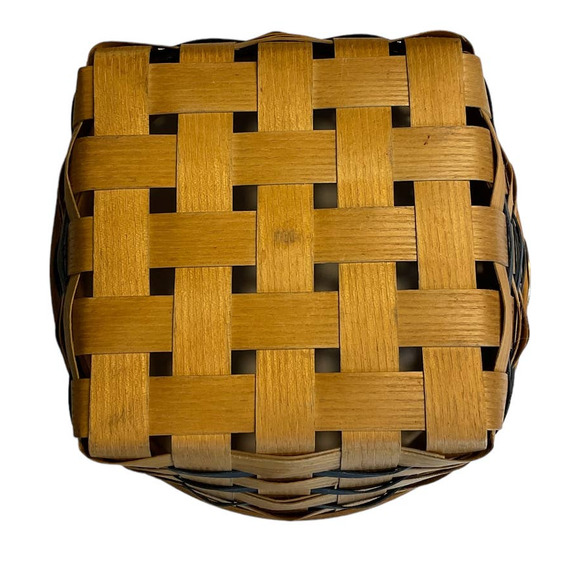 Peterboro Basket Company Woven Natural w/Blue 9x9x5 - Picture 7 of 7
